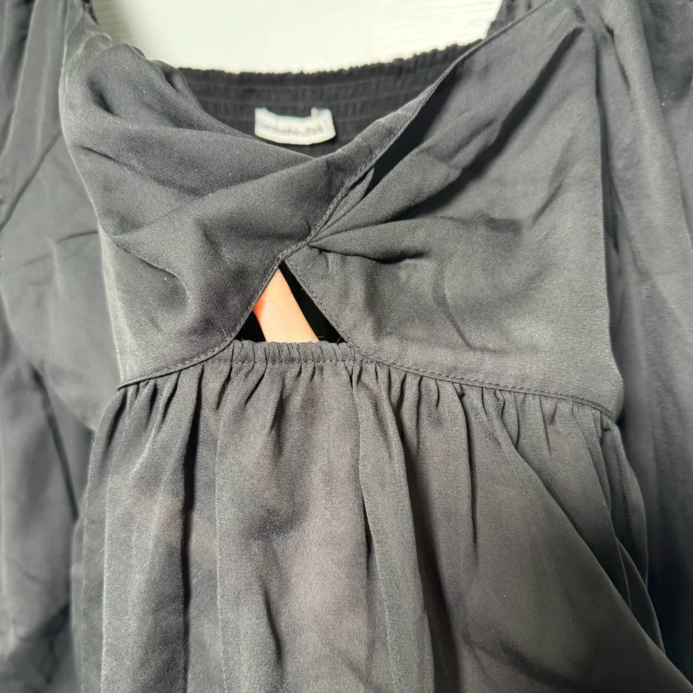 Abercrombie Black Milkmaid Peplum Top Puff Sleeve Cutout